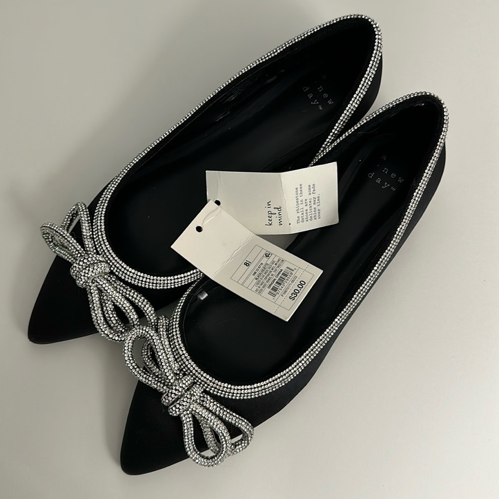 A New Day Black Flats with Silver Accents